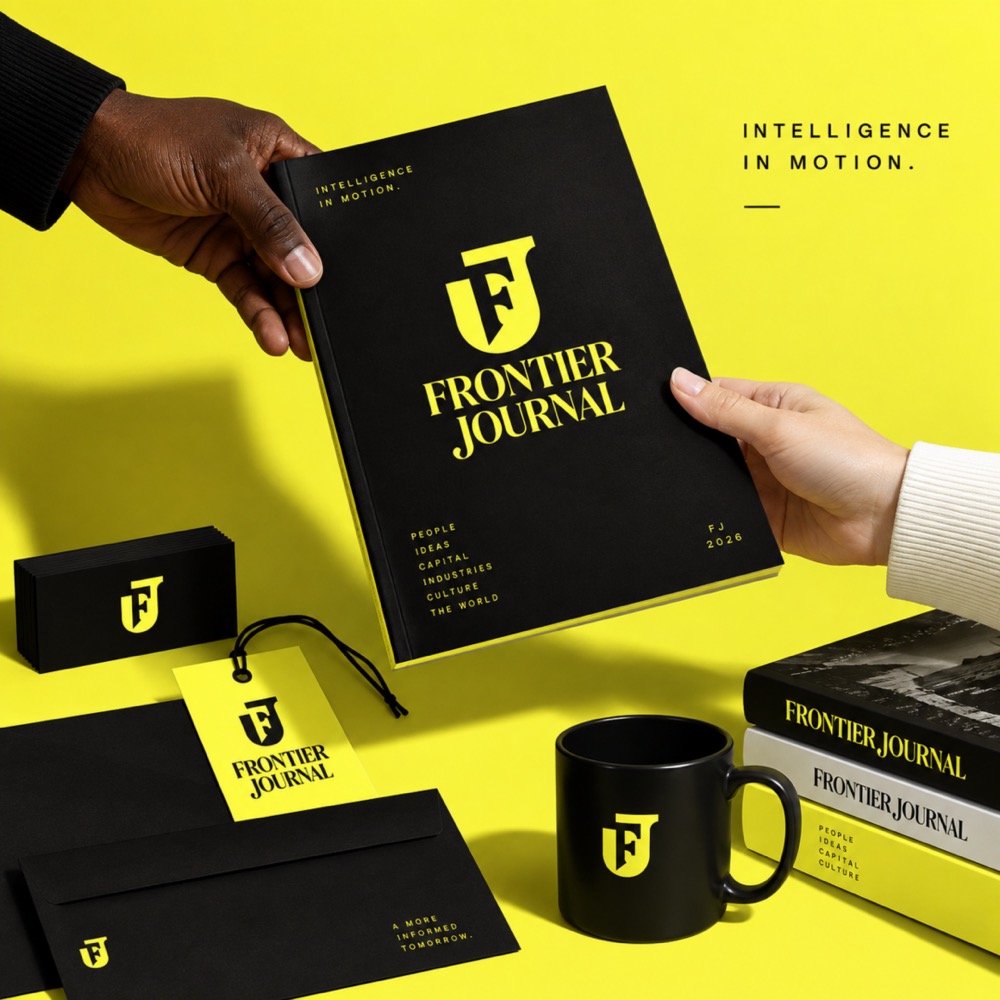 Frontier Journal concept artwork of a journal on a yellow backdrop